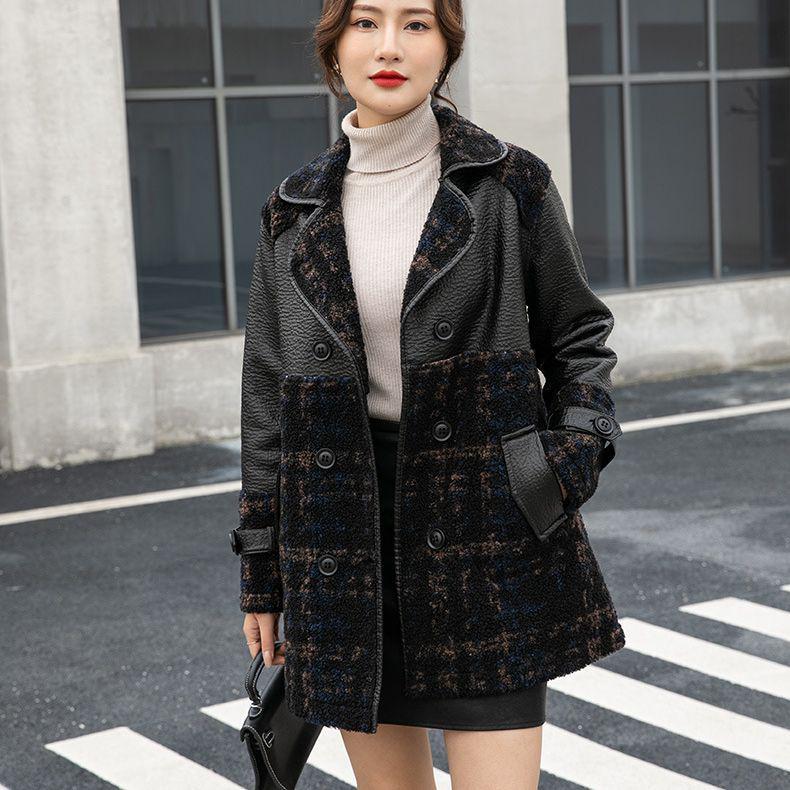 Winter Reversible Mid-Length Velvet Thick PU Leather Jacket - Women's Cozy Loose Fit