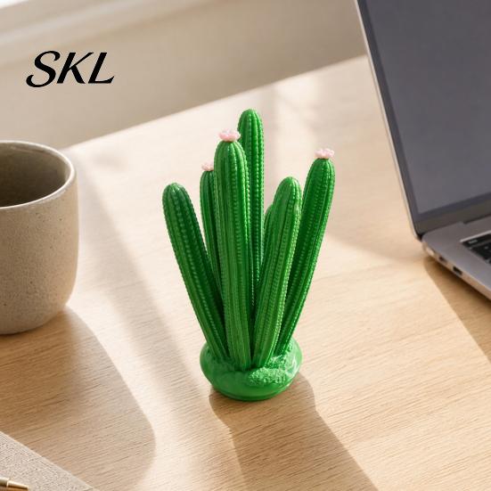 3D Printed Cactus Ornament Jewelry Stand, Creative Desk Organizer for Earrings Necklaces Keys, One-piece PLA Stand Cute Vanity Office Decor