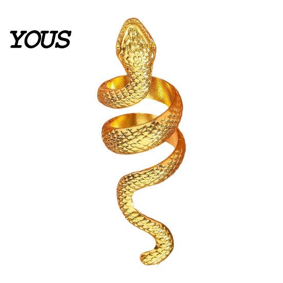 Wrapped Snake Design Ring Exaggerated Print Finger Band, Adjustable Open Ring, Flexible Size Three-Dimensional Winding Animal for Jewelry Gift