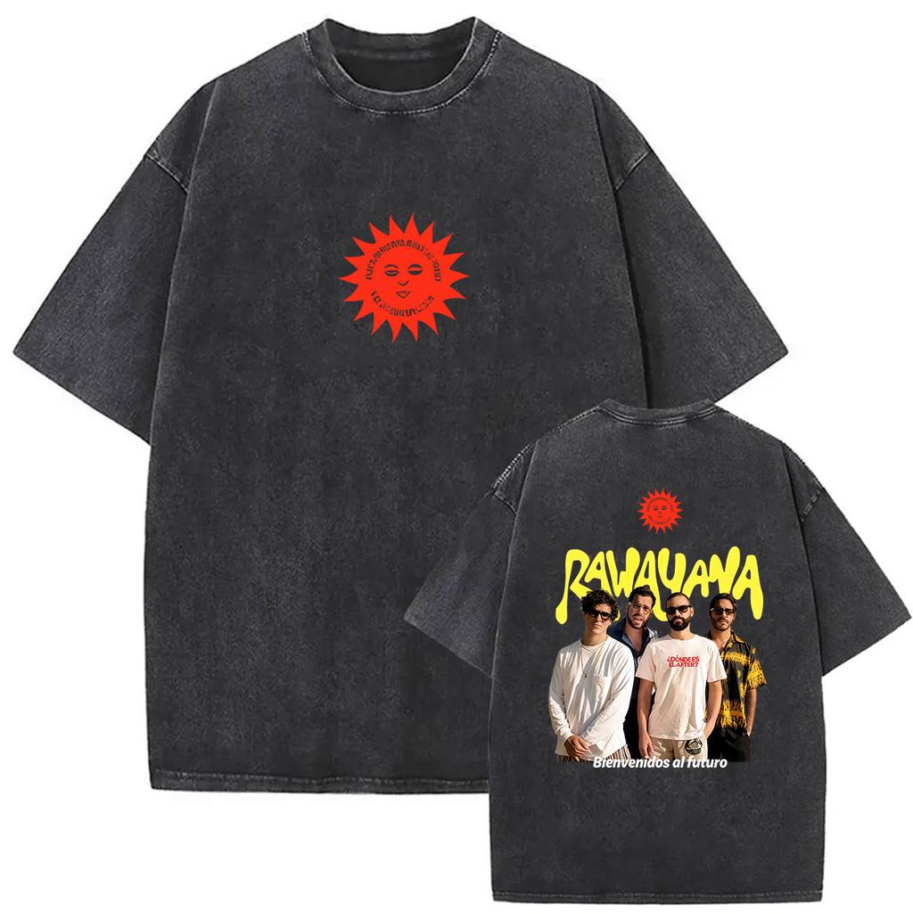 Vintage Washed Rawayana Donde Es El After Album  Print TShirt Men Women Hip Hop Pop Music Short Sleeve T Shirt Streetwear