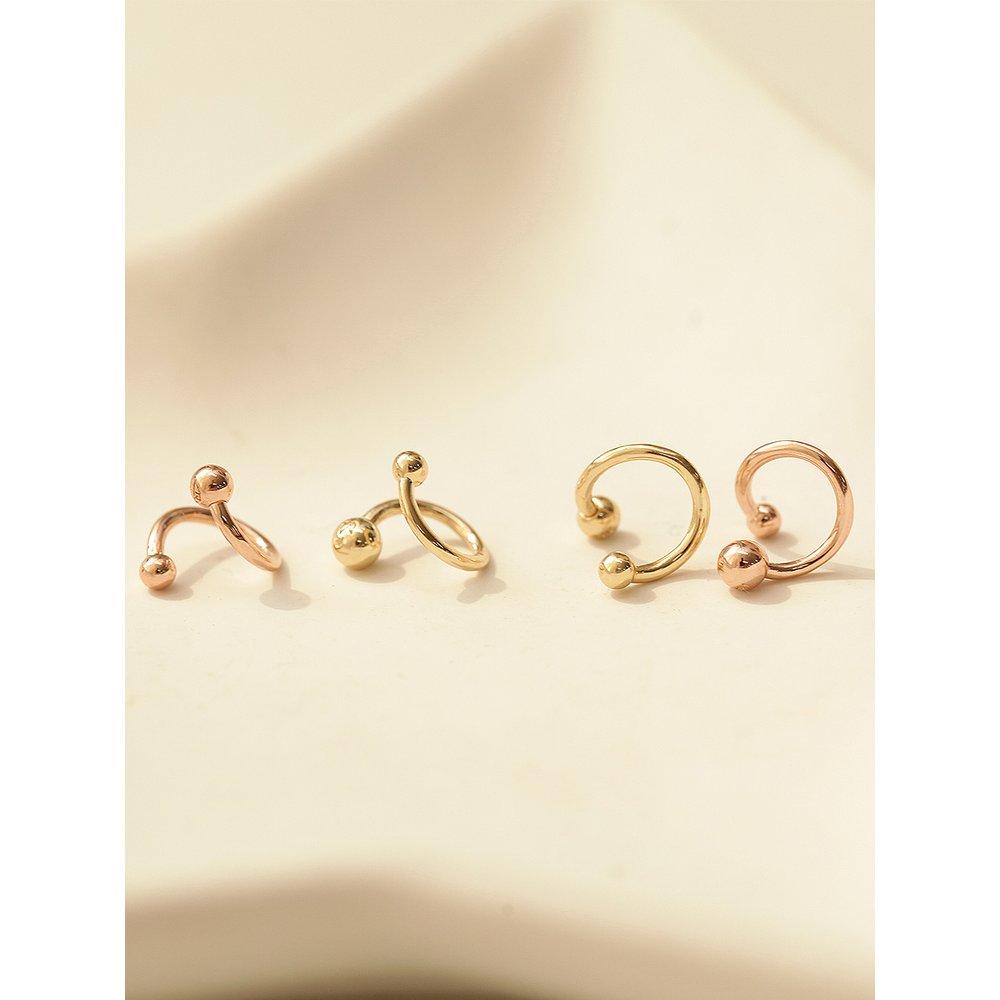 14K earlobe twist ball piercing 1.2mm thickness