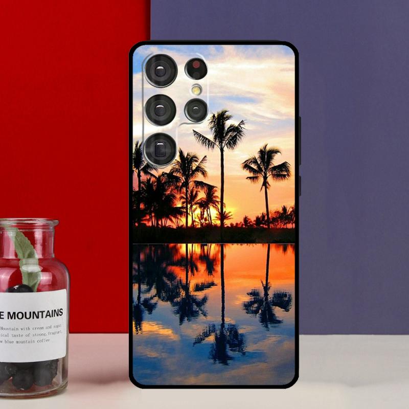 sunset palm trees Funda Case For Samsung Galaxy S25 Ultra S9 S10 S20 S21 FE S22 S23 Plus S24 Ultra Phone Cover