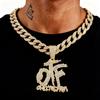 Hip Hop Otf Letter Necklace Men And Women Hip Hop Personality Versatile Trend Cuban Chain Jewelry Set