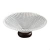 Clear Glass Fruit Bowl Decorative Pedestal Tray Nuts Cake Vegetable Holder with Wooden Stand for