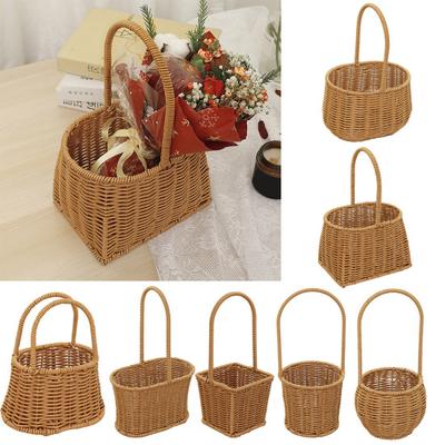 Flower Basket with Handle Woven Plant Basket Flower Storage Basket for Home Wedding Garden Decoration