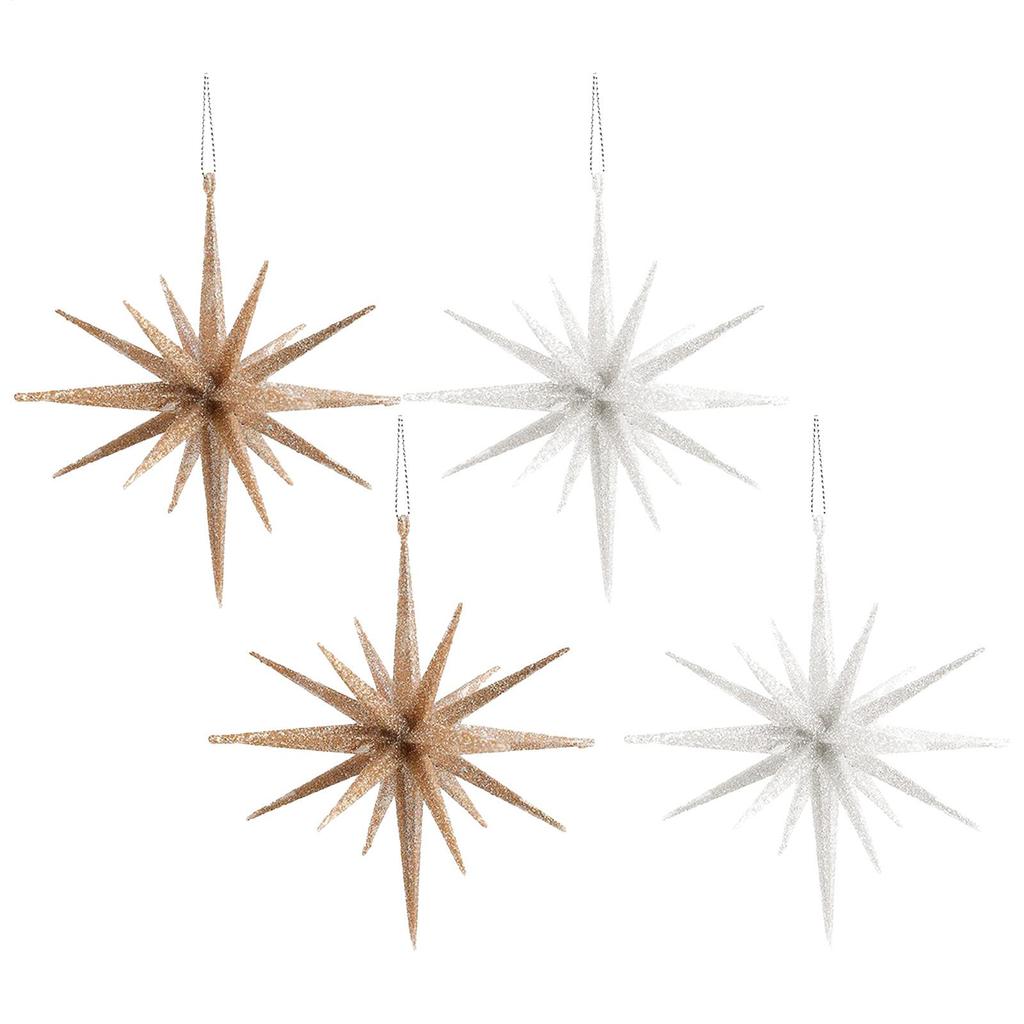 2 Pieces Christmas Tree Star Ornaments Three-dimensional Glitter Star Christmas Tree Ornaments Holiday Decoration