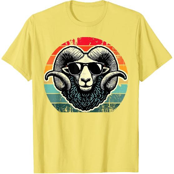 Retro Ram In Sunglasses Men Novelty Funny Ram T-Shirt