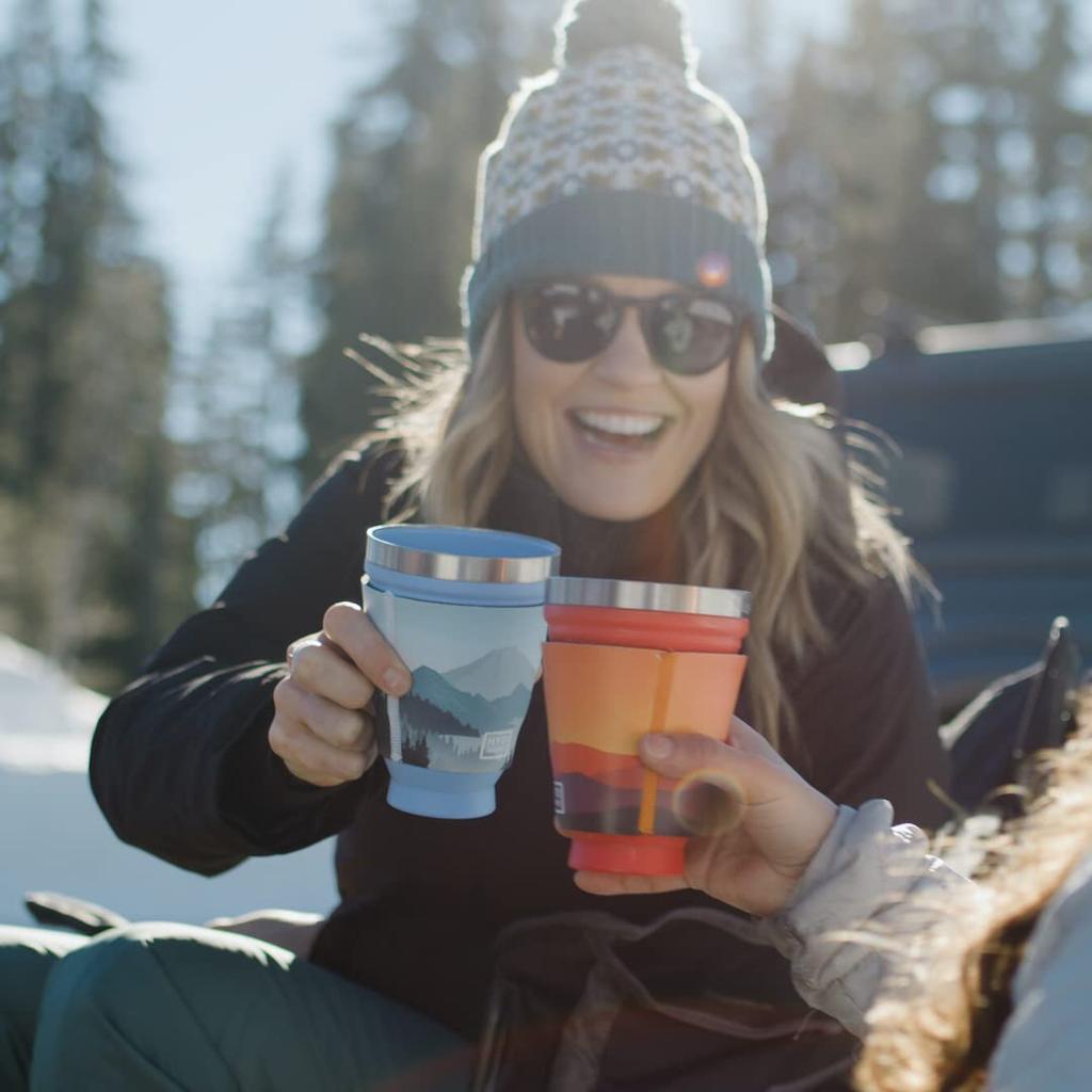 HYDAWAY Foldable Drink Tumbler Hot and Cold Drink Cup for Events 16oz Capacity Glacier Portable, Insulated, Coffee, Tea, Smoothies, Beer, Cocktails,