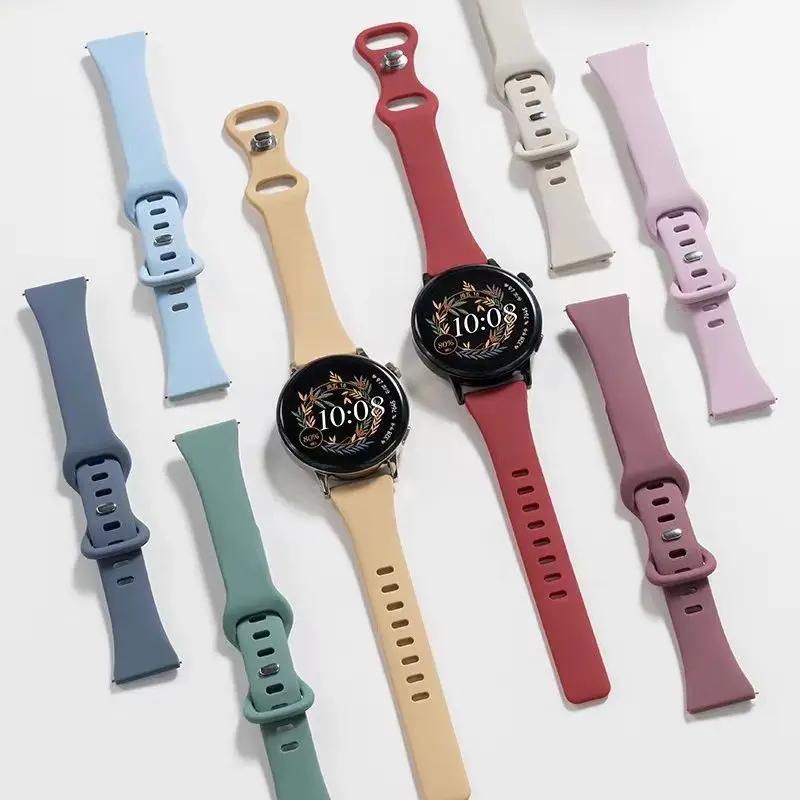 20mm 22mm Soft Slim Bands For Samsung Galaxy Watch 7/FE/5Pro/6/4 40mm 44mm/Active 2 Silicone Narrow Wristbands for Huawei Watch GT6/5/4 Pro 46mm Strap