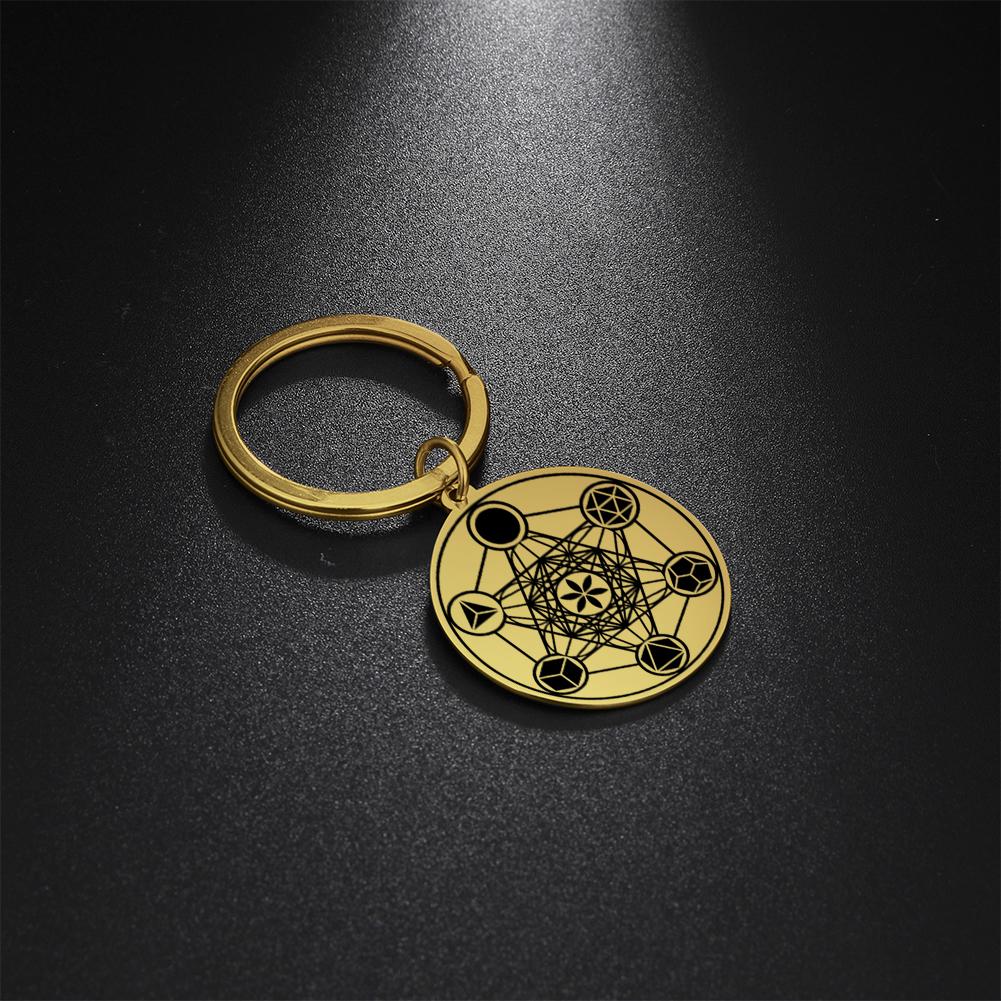 Dawapara Archangels Sigil Talisman Keychain Metatron Witchcraft Triple Moon Pentagram Pendant Stainless Steel Jewelry