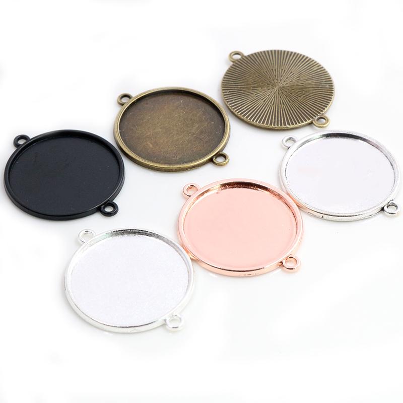 10pcs 25mm Inner Size Antique Silver Plated Square Cabochon Base Cameo Setting Charms Pendant For 10 mm Leather Bracelet