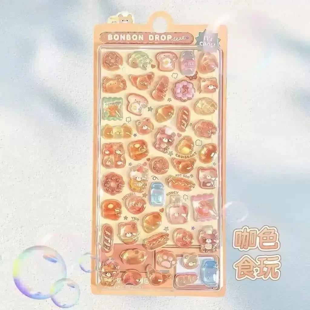 #@Kawaii 3D Jelly Hars Stickers Schattig Cartoon Glanzend Transparante Decals voor Scrapbooking Telefoonhoesje Laptop DIY Decor..