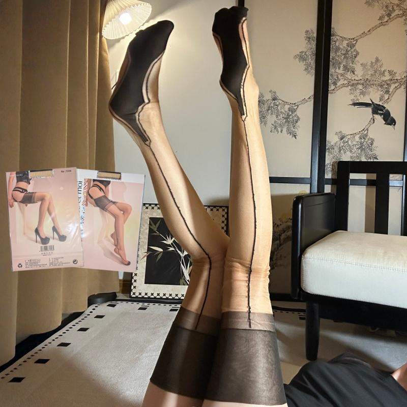 Summer Fashion Polka Dot Suspender Stockings 5D Thin Retro Nude Color Soft Silk Touch Long Leg Wear Night Club Women Stockings