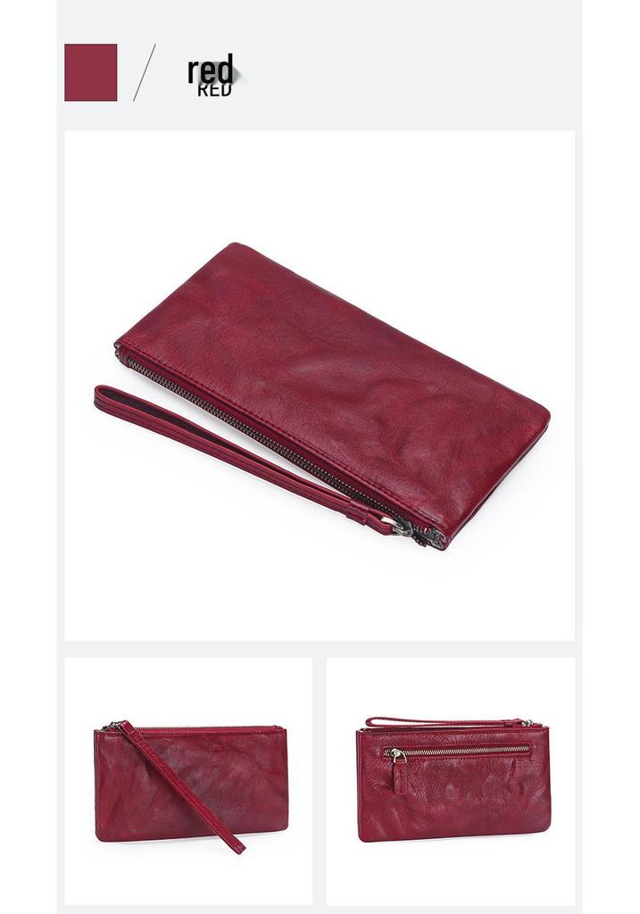 Unisex Retro Vegetable-Tanned Leather Wallet & Phone Clutch