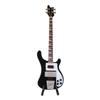20cm Black Miniature Bass Guitar Replica with Stand and Case Music Instrument Model Ornaments Gift for Bookcase Desk Decoration