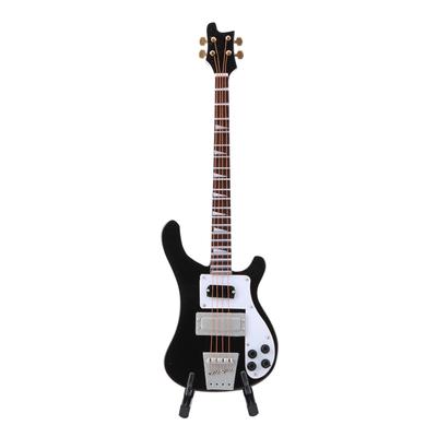 20cm Čierna miniatúrna basgitara replika so stojanom a puzdrom Hudobný nástroj model Ozdoby Darček na policu Dekorácia stola