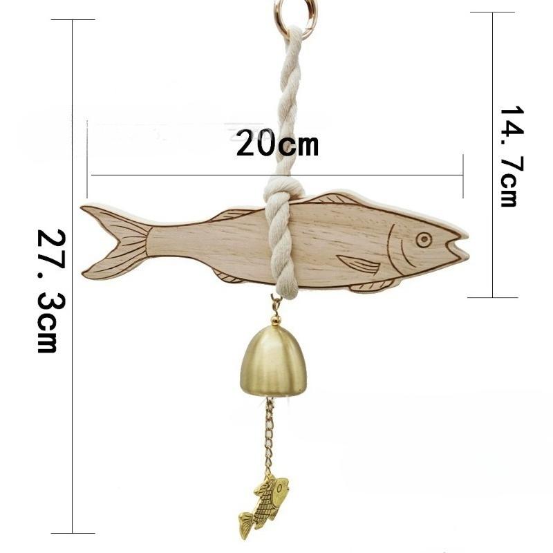 Wooden Windchime Home Decoration Wooden Door Bell Front Door Remind Bell Fish Shaped Alarming Windchime Room Decoration