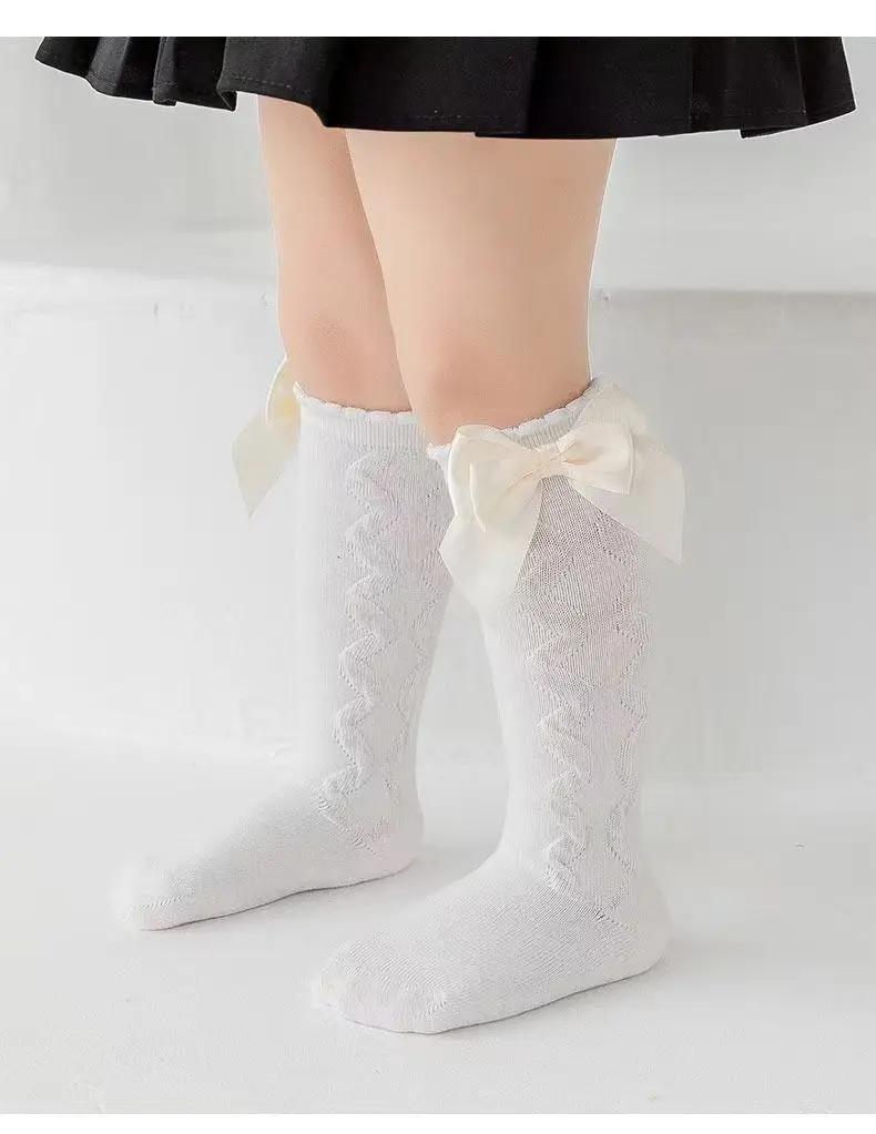 Red Bow Tie Knee High Tube Socks Girls' Christmas Stockings Infants Toddlers Soft Cotton Children Non Slip Floor Socks Baby Gift