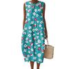 Women's Fashion Casual Sleeveless Round Neck Floral Elegant Temperament Dress
