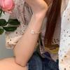 Minimalist Style Square Snake Bone Chain Bracelet Women's Double Ring Interlocking Bracelet Light Luxury Small Necklace