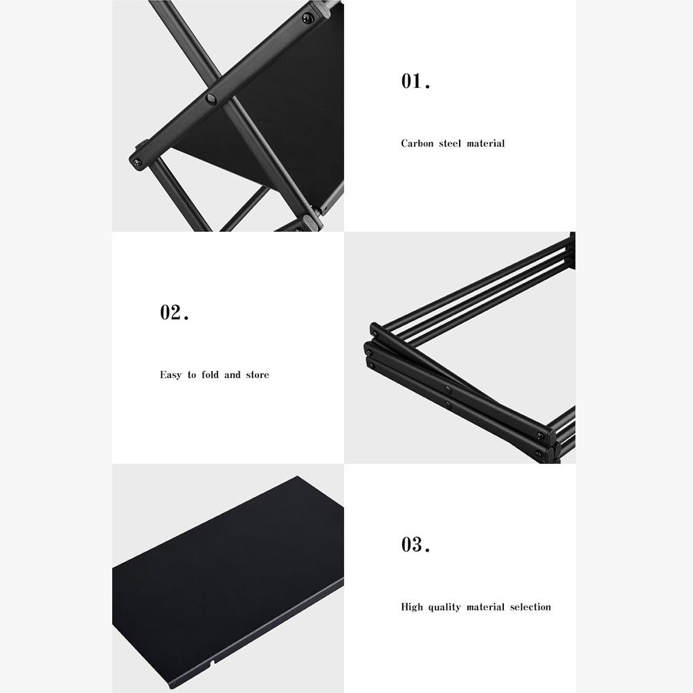 3 Tier Folding Storage Shelf Multi-Function Metal Storage Rack Heavy Duty Portable Camping Organizer for Outdoor Activities