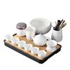 Suet jade white porcelain ink Kung Fu tea set high-end household tea