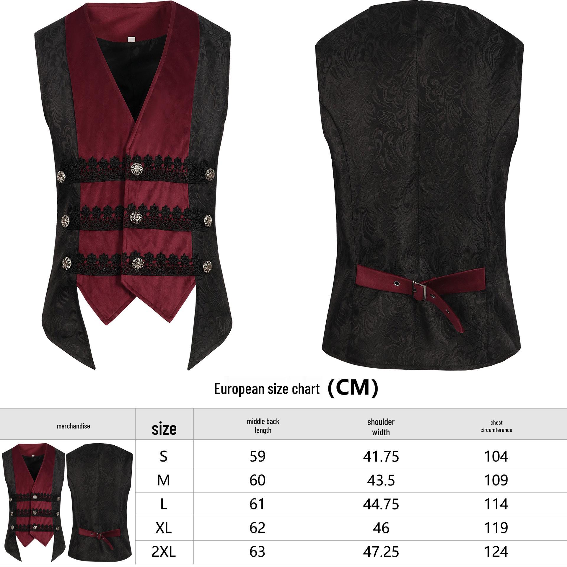 

Средневековый Ретро Мужской Жилет Платье Костюм на Хэллоуин XL