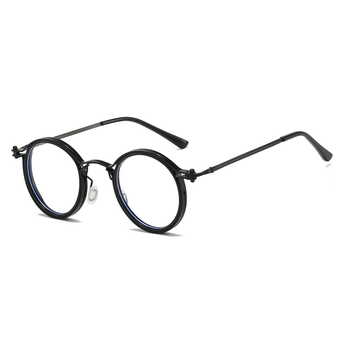 

GM LUMIAS Vintage Round Glasses Men Metal Rim Blue Light Blocking Optical Frame Classic Brand Design Non-prescription Eyeglasses transparent lenses чёрный
