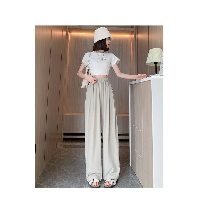 Lazy Yamamoto Byxor Lös Drapering Japanska Casual Raka Ben Nya Sommar Tunna Is-Siden Vida Ben Byxor för Kvinnor