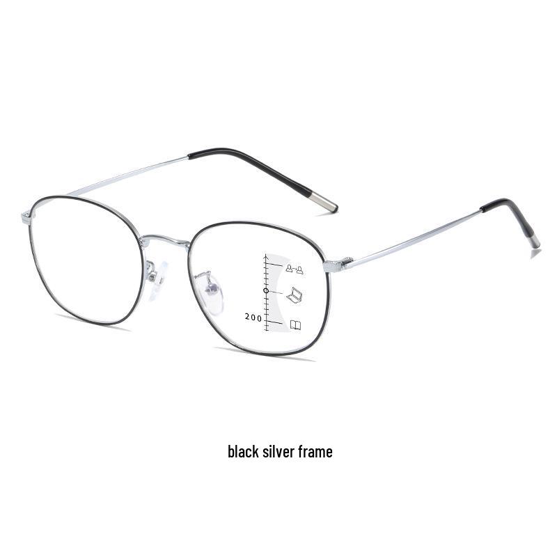 Ultralight Metal Progressive Multifocal Anti-Blue Light Full-Rim Reading Glasses