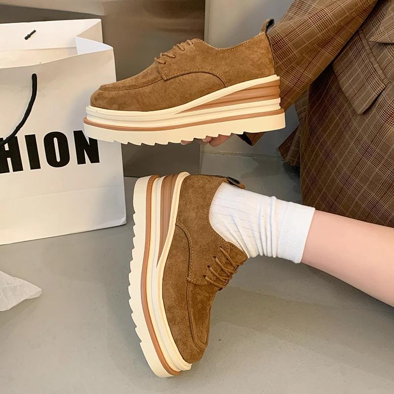Platform Shoes Lace Up Comfort Wedges Shoes for Women Casual Med High Heels Outdoor Solid Color Women Shoes Zapatos De Mujer