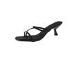 Elegant 2025 New Summer Women's Sandals High Heel Slippers Solid Color Thin Strap Sexy Style Clip Toe Thin Strap Sandals