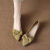 Beautiful single shoes, shallow mouth bow, pointed head, gentle wind, maternity shoes, flat shoes, super soft fairy French
