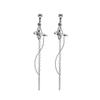 925 Silver Crystal Butterfly Chain Tassel Earrings
