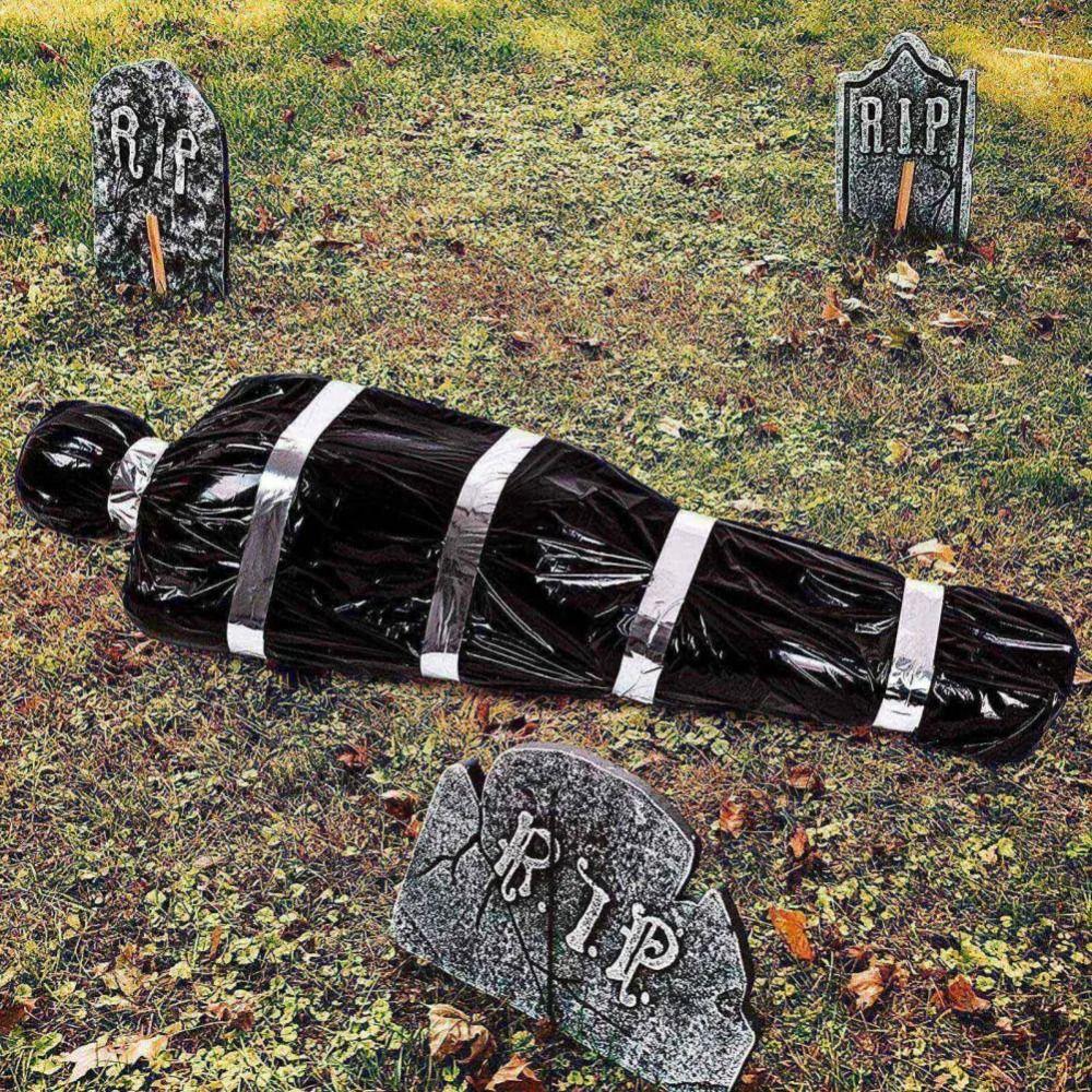 Halloween Decorations Inflatable Hanging Corpse Scary Black Dead Victim Props Hanging Dead Body Large Halloween Ornament Garden