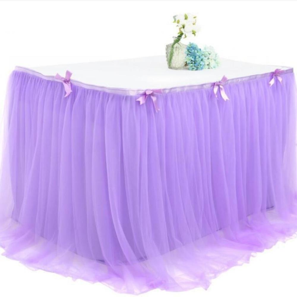 Rectangle Table Skirt Cover 3 Meters Birthday Dessert Table Party Table Skirt Cloth Elastic Mesh Pleated Wedding