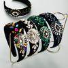 Medallion Sunflower Jewel Headband Colorful Marquise Rhinestone Hairband Velvet Padded Gothic Tiara Luxury Runway Hairpiece