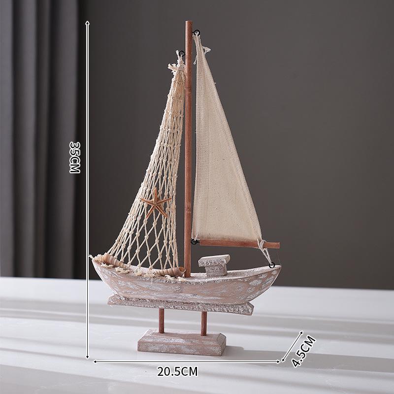 Porzellan Segelschiff Modell im mediterranen Stil - Kreative Holz Heimdeko Ornamente
