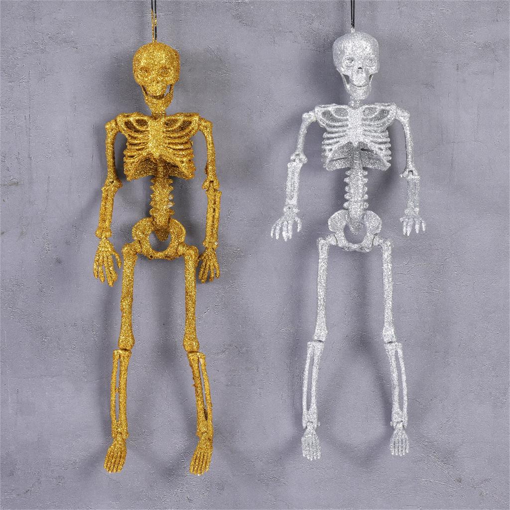 40cm Glittering Skeleton Halloween Decorations with Articulated Joints For Holiday Party Centerpieces Indoor and Outdoor