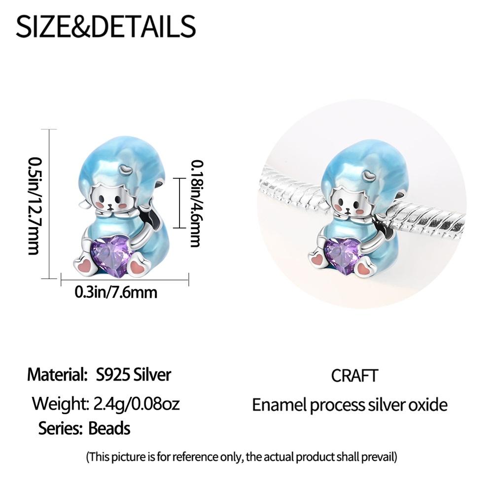 Charm Bead Charms Authentic copper Blue Lamb Animal Bead Charms Compatible With Bracelets Diy Fine Gift Women Delicate Jewellery Accessory