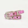 Women Belt Glitter Sequins Shiny Rhinestones Multi Holes Adjustable Length Waistband Imitation Leather Street Style Belt