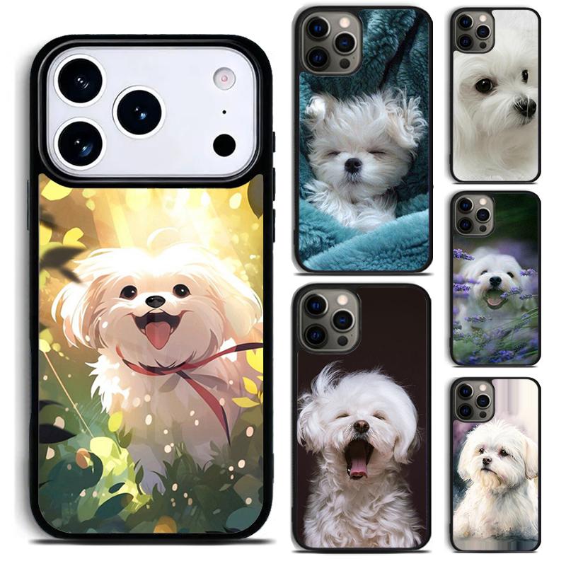 Cartoon Maltese Dog Phone Case For iPhone 17 16 15 14 13 12 11 Pro Max Plus 17Air Soft Silicone Cover
