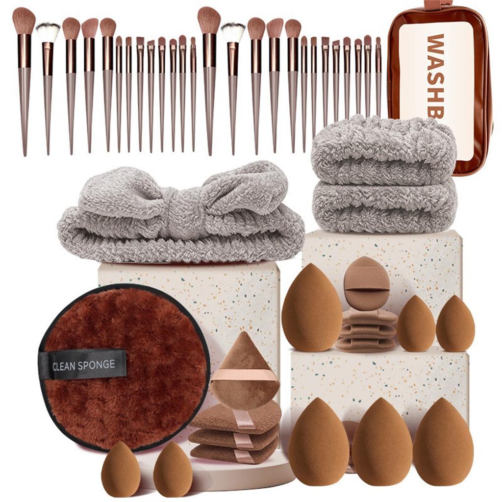 20-56Pcs Soft Makeup Brush Set with Storage Bag,Beauty Blender Sponge & Powder Puff Essential Facial Cosmetic Tools for Beginners & Makeup Lovers