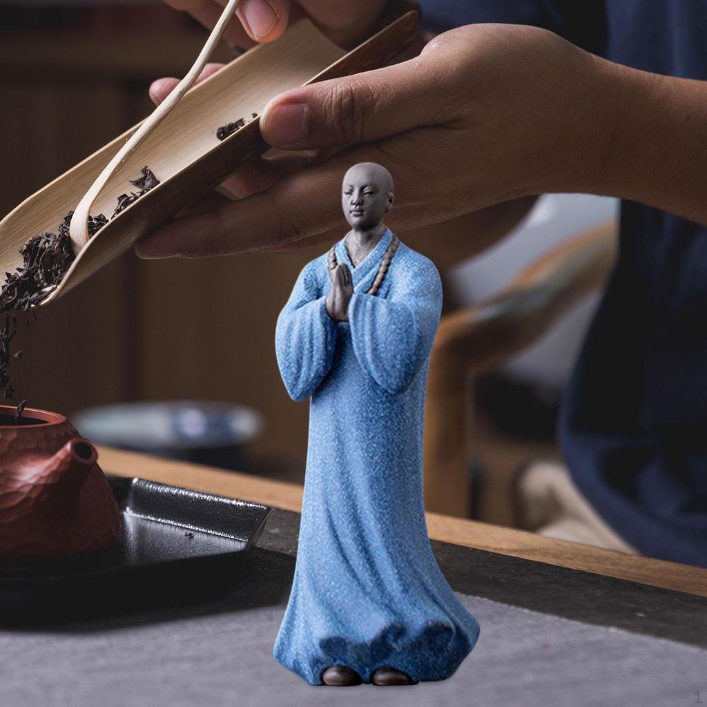 Buddha Statue Monk Figure Crafts Handmade Lifelike and Vivid Desktop Ornament Figurine for