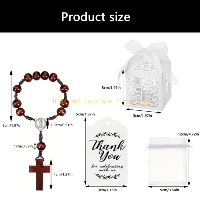  Spiritual Wooden Crosses Charm Bracelets Gift For Christening And Special Event