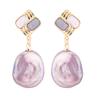 Natural Freshwater Baroque Pearl Earrings Women's Port Style Sea Shell Earrings Special-shaped Pearl Stud Earrings 925 Silver Needle
