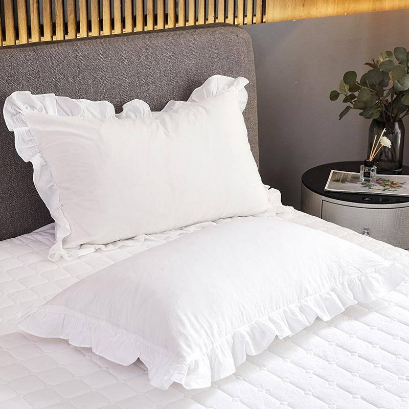 White Thicken Quilted Princess Bedding Bed Skirt Pillowcases With Cotton Winter Warm Bedspread Mattress Cover 1/3pcs Bed Sheet