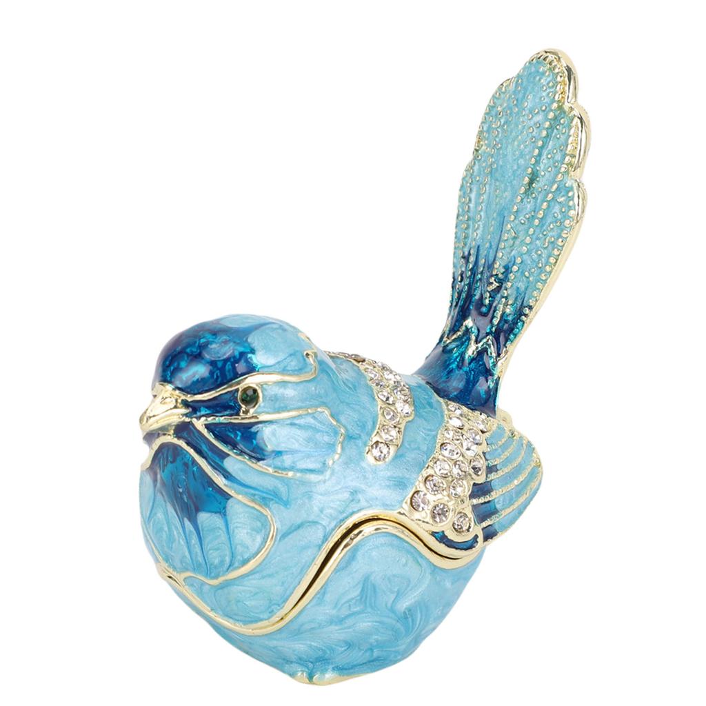 Bird Trinket Box Hinged with S Metal Enamel Jewelry Box Necklace Ear S Storage Birds Figurines Home Decor