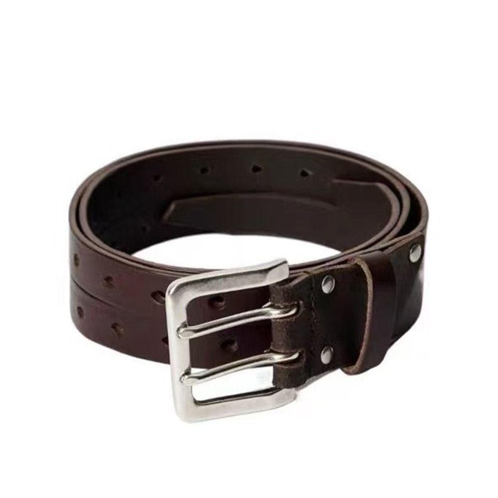 Y2K Double-Breasted Belt PU Leather Waist Chain New Leather Belt