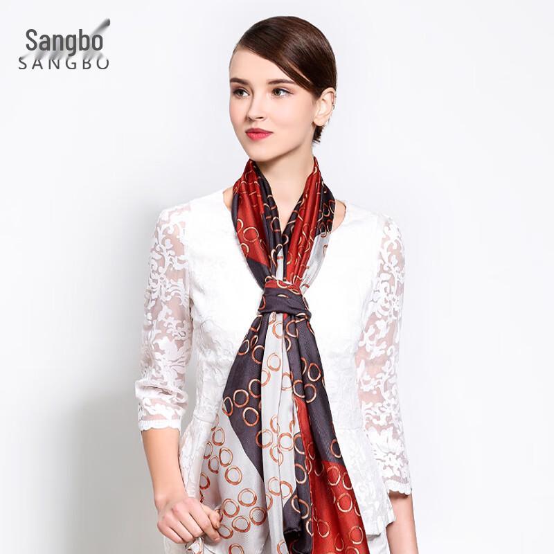 

SANGBO Шарф длинный из шелка тутового дерева в рубчик One Size